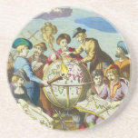 Vintage Explorers with Antique Globe Map, 1542 Coaster