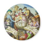 Vintage Explorers with Antique Globe Map, 1542 Magnet