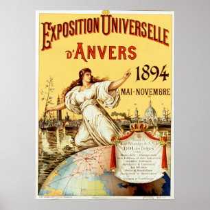 Vintage Exposition Universelle d'Anvers 1894 Poster