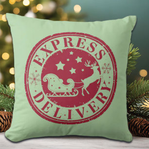 Vintage Express Delivery from Santa Claus Throw Pillow
