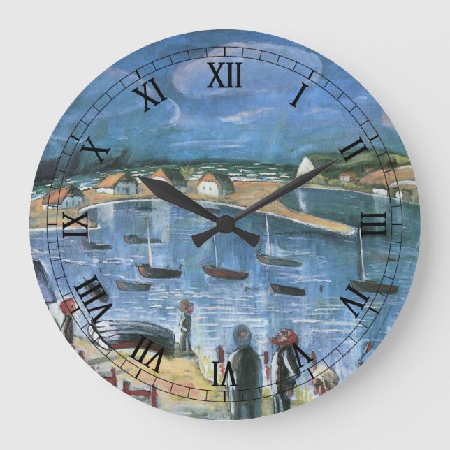 Vintage Expressionism, Hidensee by Walter Gramatte Large Clock (Front)