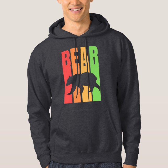 Vintage Extended Letter Bear Design Hoodie (Front)