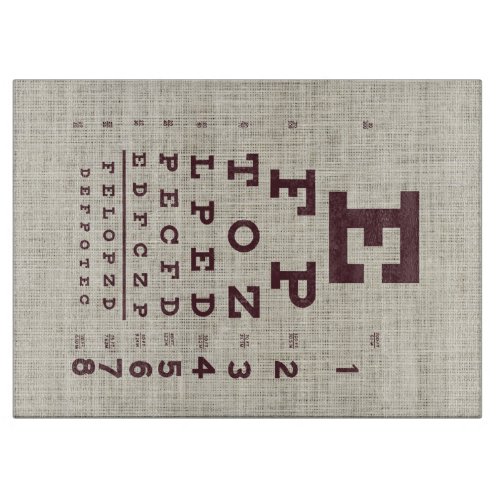 Vintage Eye Chart on Burlap  Cutting Board