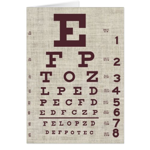 Vintage Eye Chart on Burlap  Folded Card