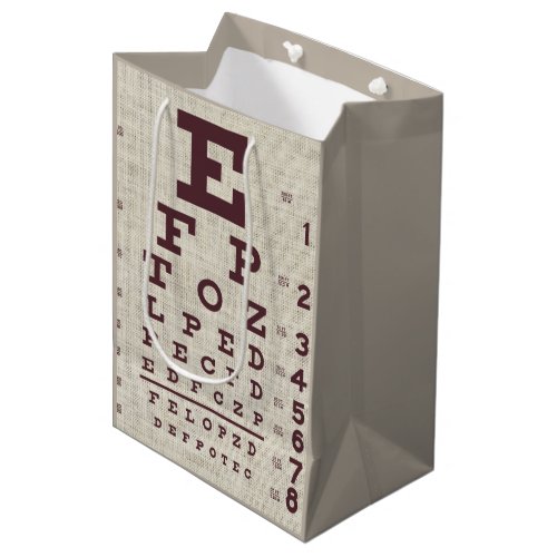 Vintage Eye Chart on Burlap Medium Gift Bag