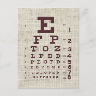 Vintage Eye Chart on Burlap Postcard