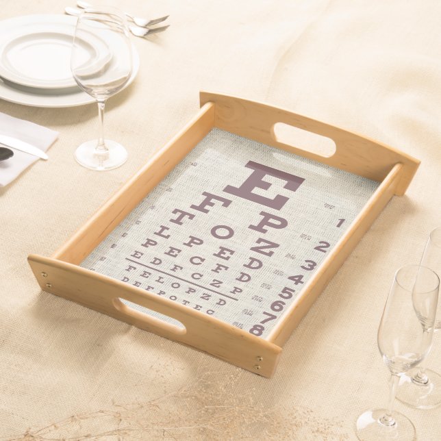 Vintage Eye Chart on Burlap  Serving Tray (Front)