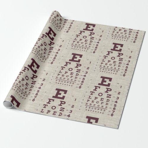 Vintage Eye Chart on Burlap  Wrapping Paper