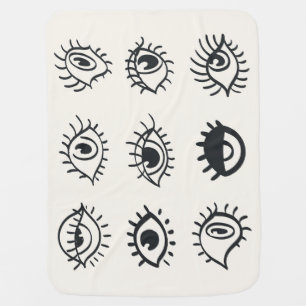 Vintage Eye Doodles: Trendy Sketches Baby Blanket