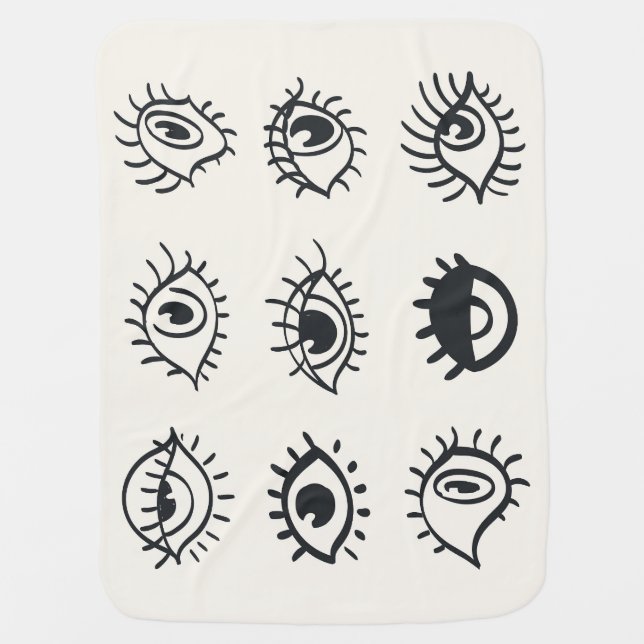 Vintage Eye Doodles: Trendy Sketches Baby Blanket (Front)