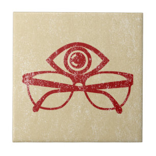 Vintage Eye & Eyeglasses Ceramic Tile