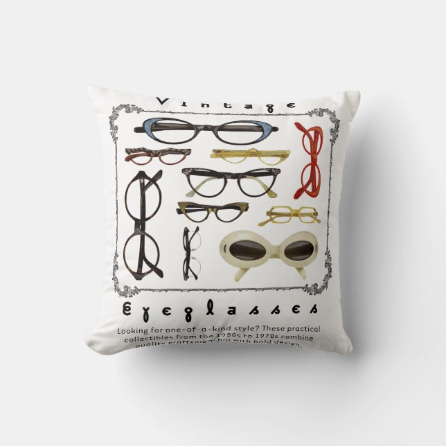 Vintage Eyeglasses 01 Throw Pillow (Front)