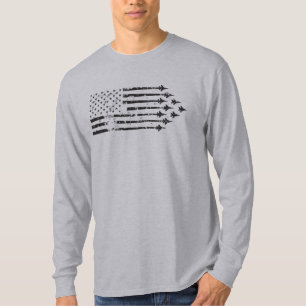 Vintage F-15E Fighter Jet Contrails American Flag T-Shirt