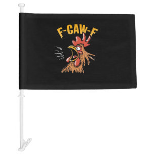 Vintage F-Caw-F Chicken F-Caw-F Funny Chicken Roos Car Flag