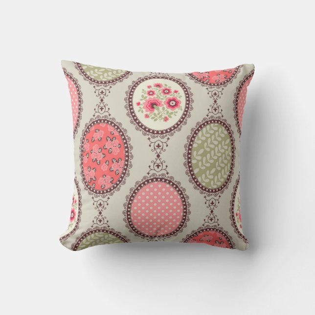 Vintage Fabric: Patchwork Seamless Design. Throw Pillow (Front)
