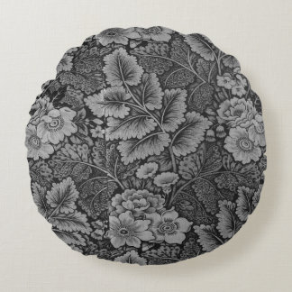 vintage fabric pattern round pillow