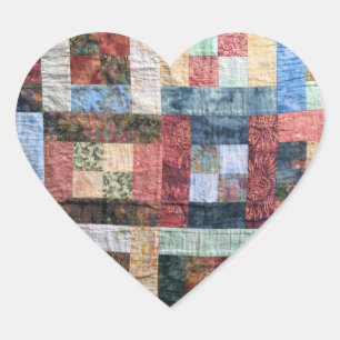 Vintage Fabric Quilt Heart Sticker