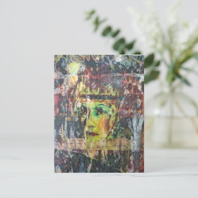vintage face grunge mixed media collage postcard (Standing Front)