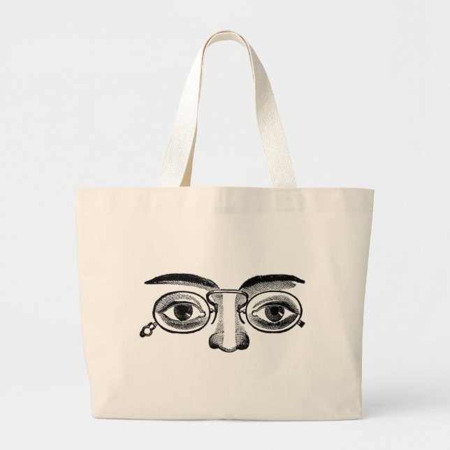 Vintage Face Large Tote Bag (Front)