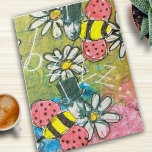 Vintage Faces Bees Whimsical Collage Art Colorful Jigsaw Puzzle<br><div class="desc">This bright puzzle will brighten up a dreary day with my original whimsical collage art featuring bees in top hats with human faces and red wings with black polka dots,  white daisies,  and a green and pink mixed media back ground .</div>