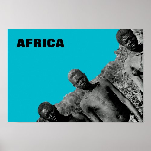 Vintage Faces of Africa Watercolor Black and White Poster