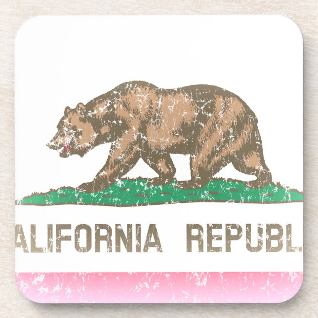 Vintage Fade California Flag Beverage Coaster (Front)