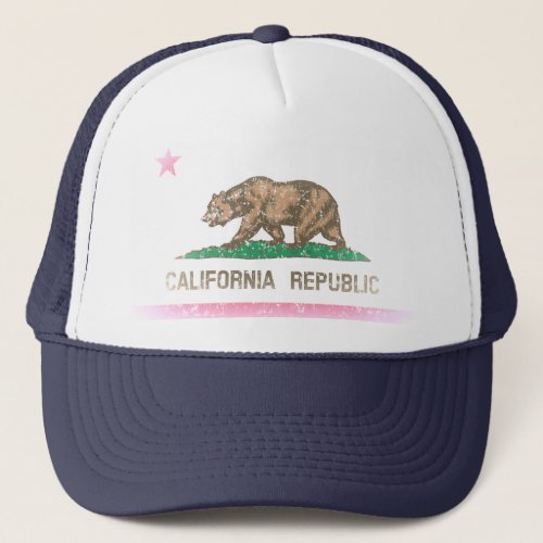 Vintage Fade California Republic Flag Trucker Hat