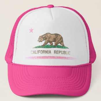 Vintage Fade California Republic Flag Trucker Hat by clonecire at Zazzle