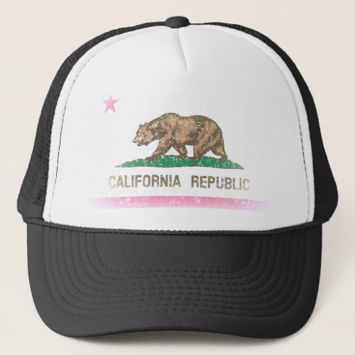 Vintage Fade California Republic Flag Trucker Hat