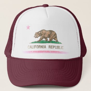 Vintage Fade California Republic Flag Trucker Hat by clonecire at Zazzle