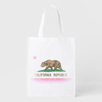 Vintage Fade Flag Of California Republic Grocery Bag by clonecire at Zazzle