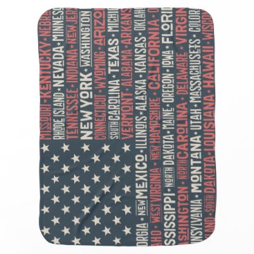 Vintage Faded American Flag State Names Words Art Baby Blanket Vintage Faded American Flag State Names Words Art Baby Blanket