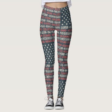 Vintage Faded American Flag State Names Words Art Leggings Vintage Faded American Flag State Names Words Art Leggings