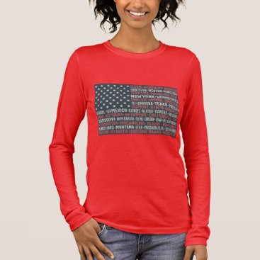 Vintage Faded American Flag State Names Words Art Long Sleeve T-Shirt Vintage Faded American Flag State Names Words Art Long Sleeve T-Shirt