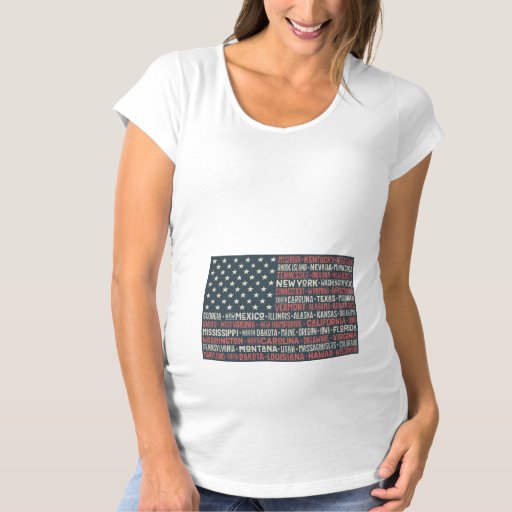 Vintage Faded American Flag State Names Words Art Maternity T-Shirt