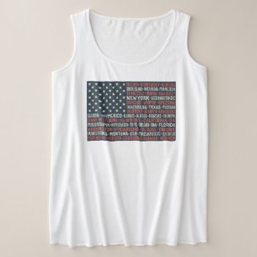 Vintage Faded American Flag State Names Words Art Plus Size Tank Top Vintage Faded American Flag State Names Words Art Plus Size Tank Top