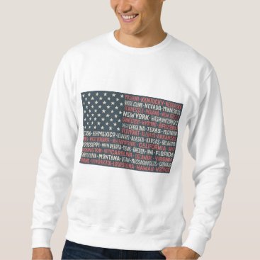 Vintage Faded American Flag State Names Words Art Sweatshirt Vintage Faded American Flag State Names Words Art Sweatshirt