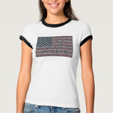Vintage Faded American Flag State Names Words Art T-Shirt Vintage Faded American Flag State Names Words Art T-Shirt