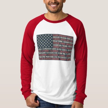 Vintage Faded American Flag State Names Words Art T-Shirt Vintage Faded American Flag State Names Words Art T-Shirt