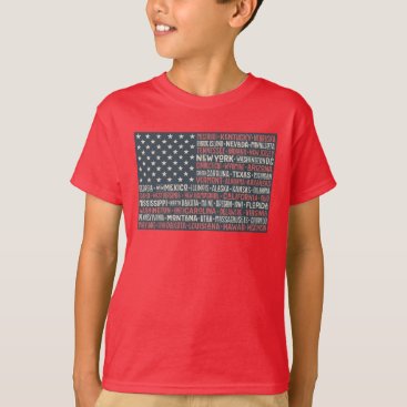 Vintage Faded American Flag State Names Words Art T-Shirt Vintage Faded American Flag State Names Words Art T-Shirt