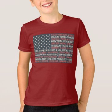 Vintage Faded American Flag State Names Words Art T-Shirt Vintage Faded American Flag State Names Words Art T-Shirt