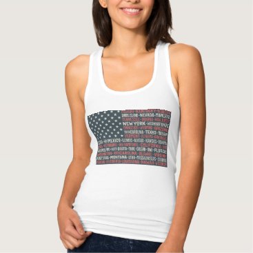 Vintage Faded American Flag State Names Words Art Tank Top Vintage Faded American Flag State Names Words Art Tank Top