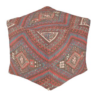 Vintage Faded Brown Dark Coral Kilim Persian Rug