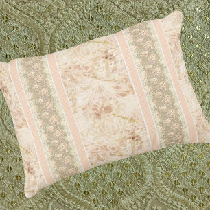 Vintage Faded Damask Floral Script  Accent Pillow