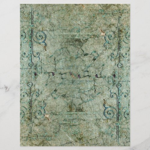 Vintage Faded Green Grunge Scrapbook Paper