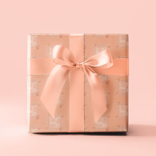 Vintage Faded Lace Peach Roses Antique Damask Wrapping Paper