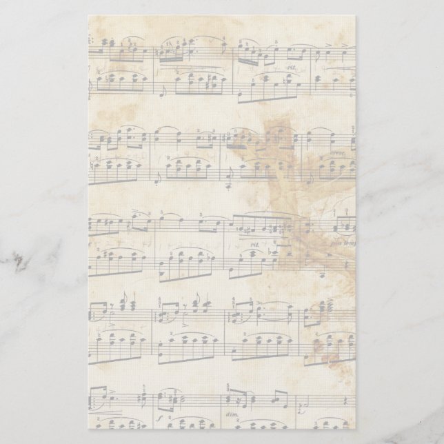 Vintage Faded Old Sheet Music Parchment Stationery (Front)