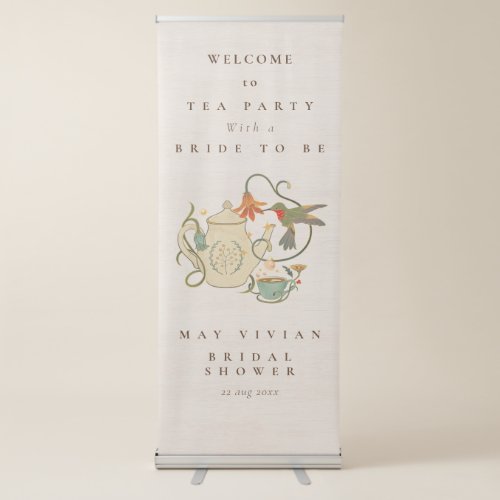 Vintage Faecore Floral Tea Party Bridal Shower Retractable Banner
