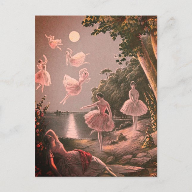 Vintage Faeries In The Night Postcard (Front)