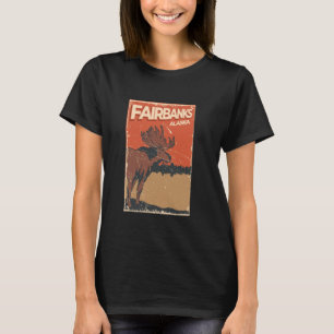 Vintage Fairbanks Alaska Moose Hiking Vacation Sou T-Shirt